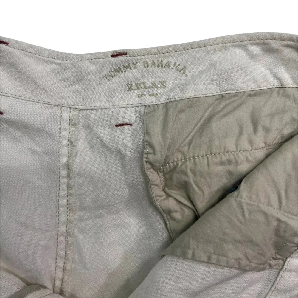 Tommy Bahama 36x34 Cream 100% Linen Relax Dress Casual Pants Trousers Flat Front